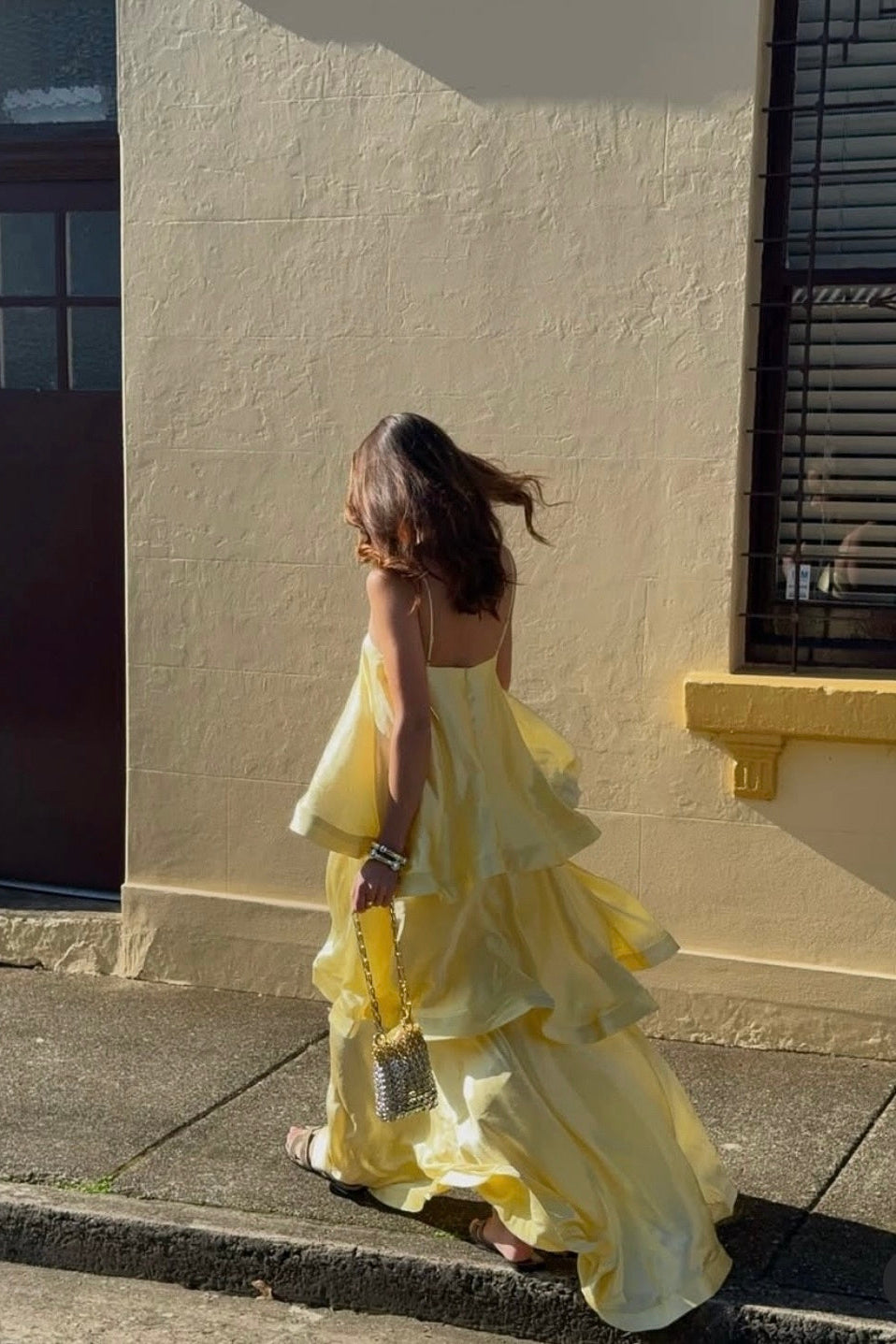 ELLIATT TILLY TIERED MAXI DRESS BUTTER YELLOW SIZE 8