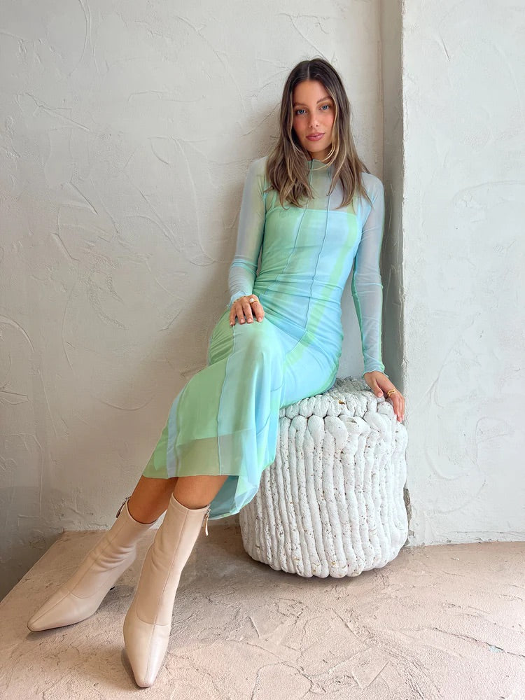 SIGNIFICANT OTHER JEAN DRESS IN GREEN MIRAGE SIZE 8