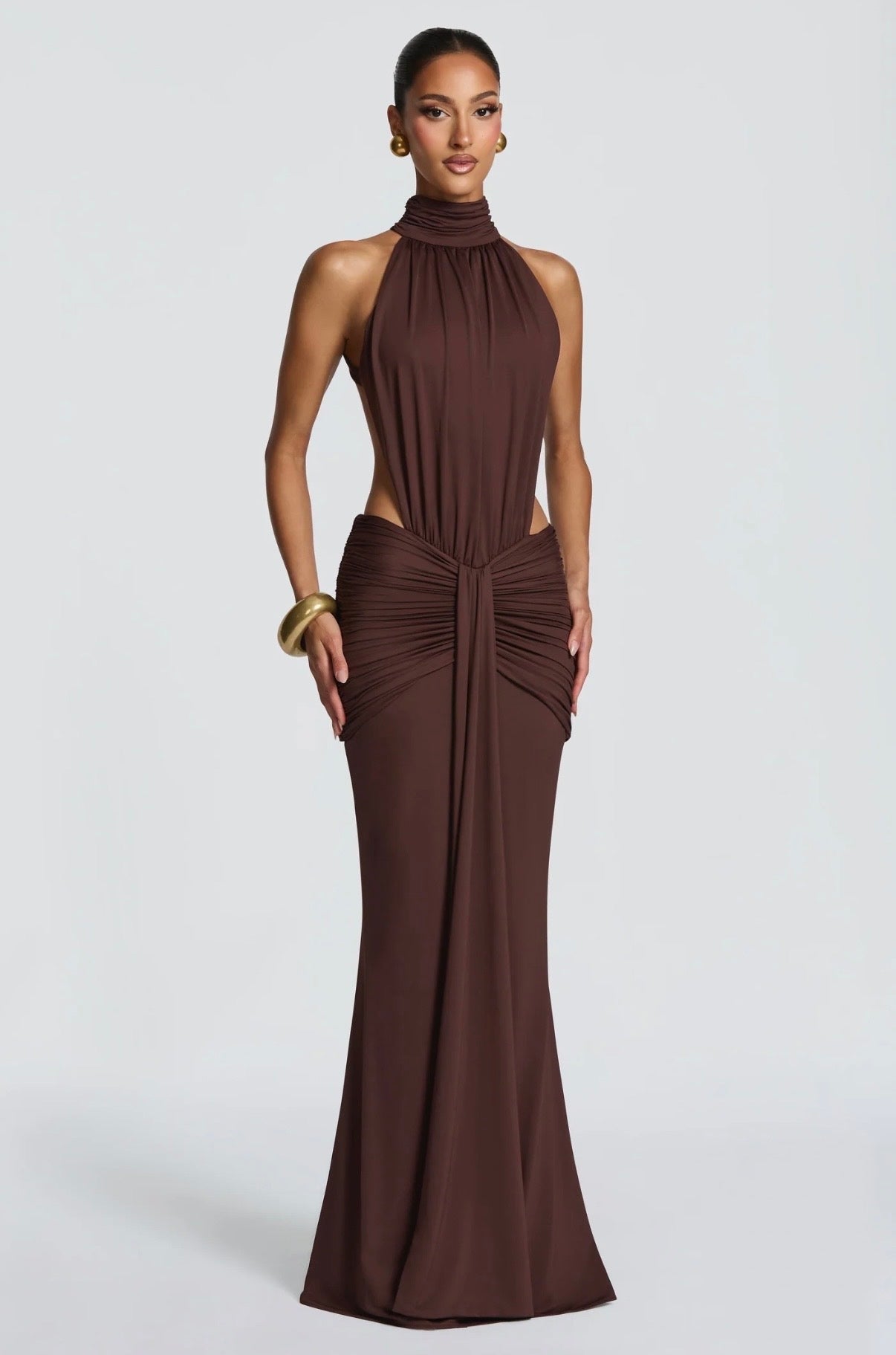 BABYBOO THEKLA MAXI DRESS PLUM BROWN SIZE 8