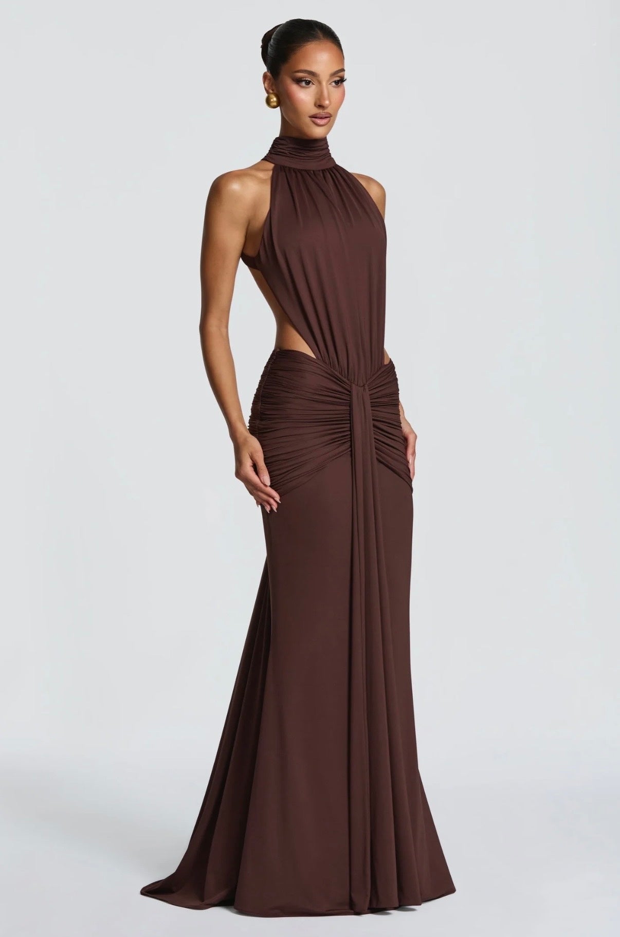 BABYBOO THEKLA MAXI DRESS PLUM BROWN SIZE 8