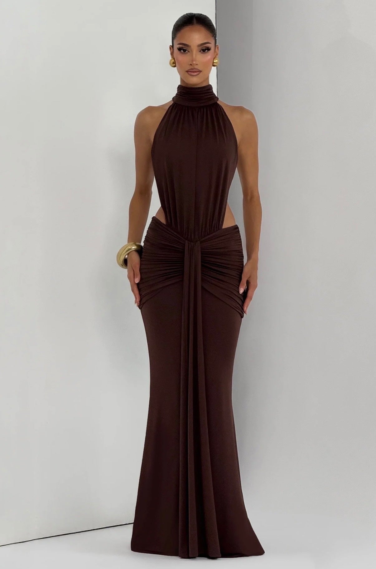 BABYBOO THEKLA MAXI DRESS PLUM BROWN SIZE 8