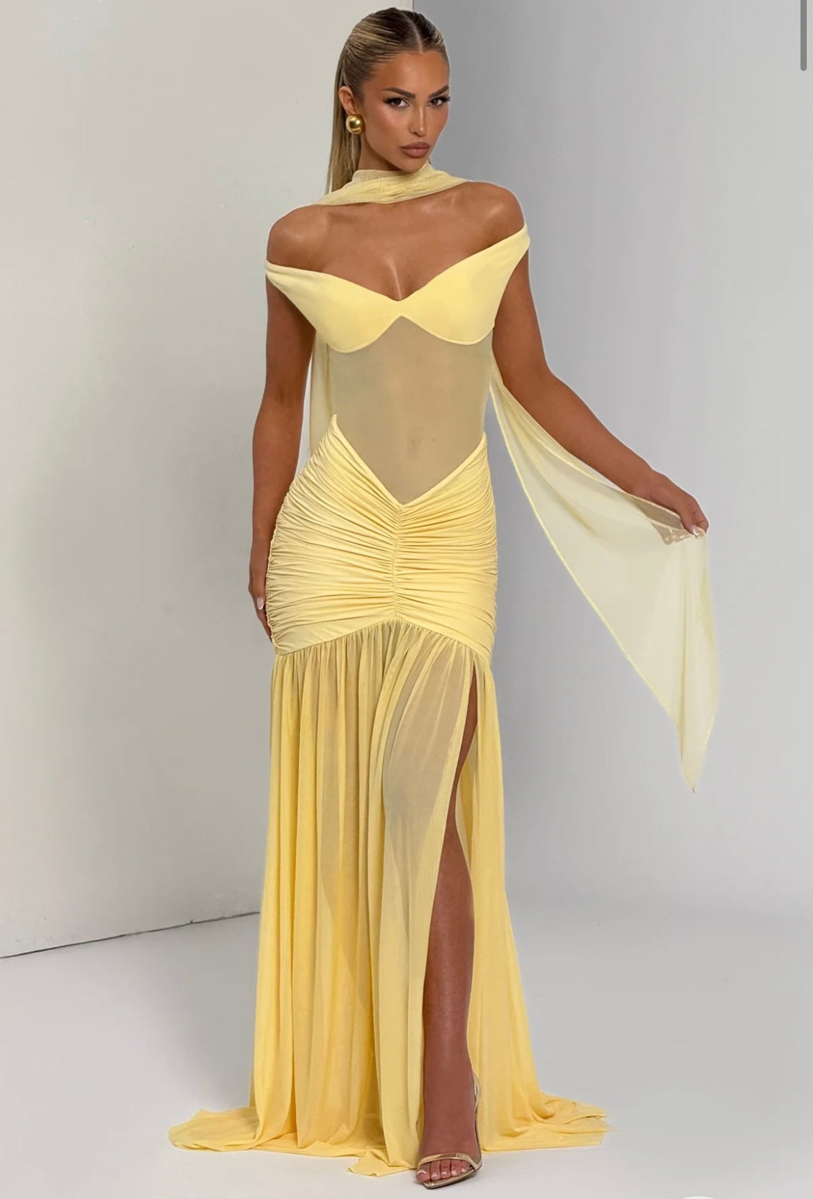 BABYBOO ALAIA MAXI DRESS LEMON SIZE 8
