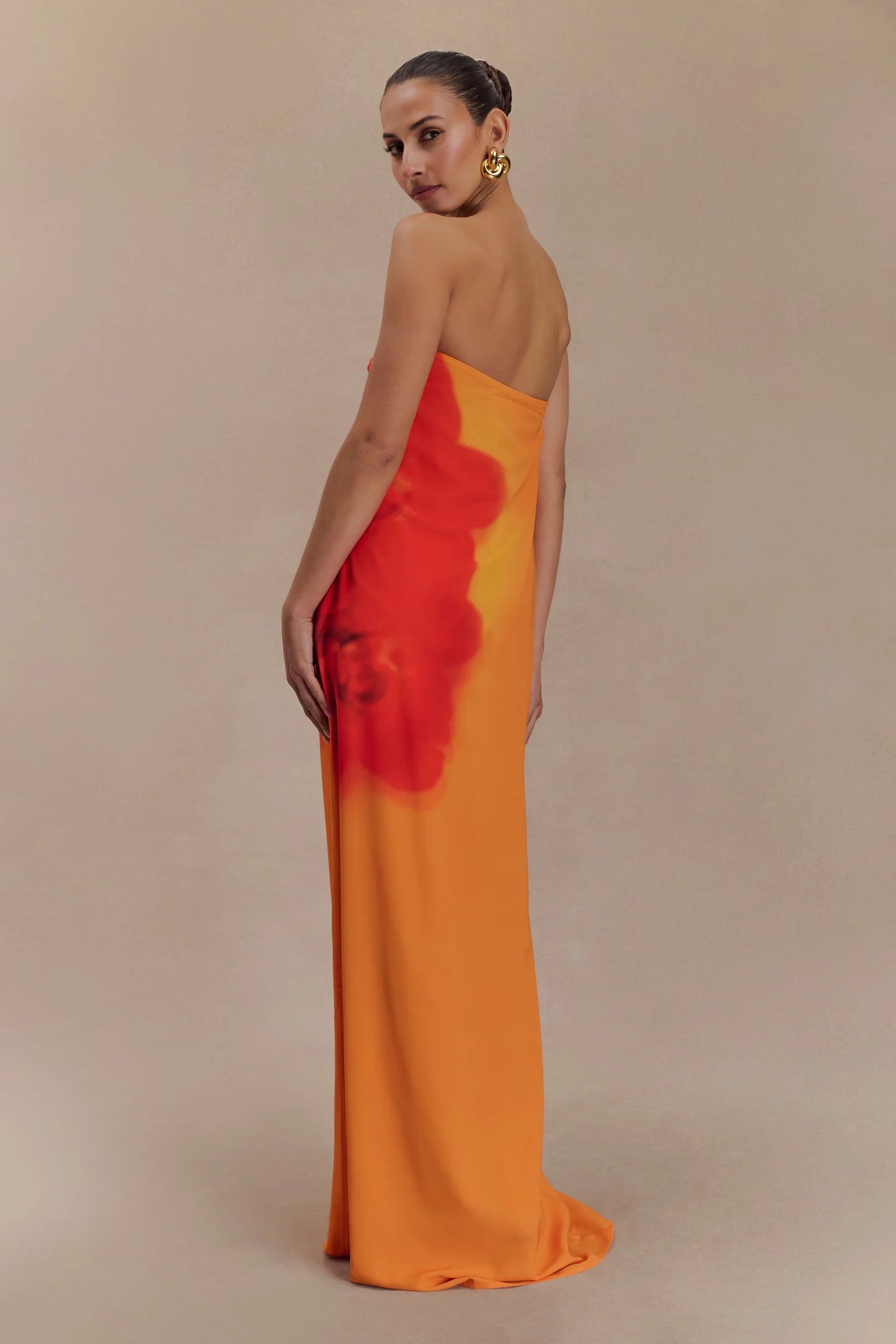 MESHKI AMAYA STRAPLESS MAXI DRESS KOI ORCHID PRINT SIZE 8