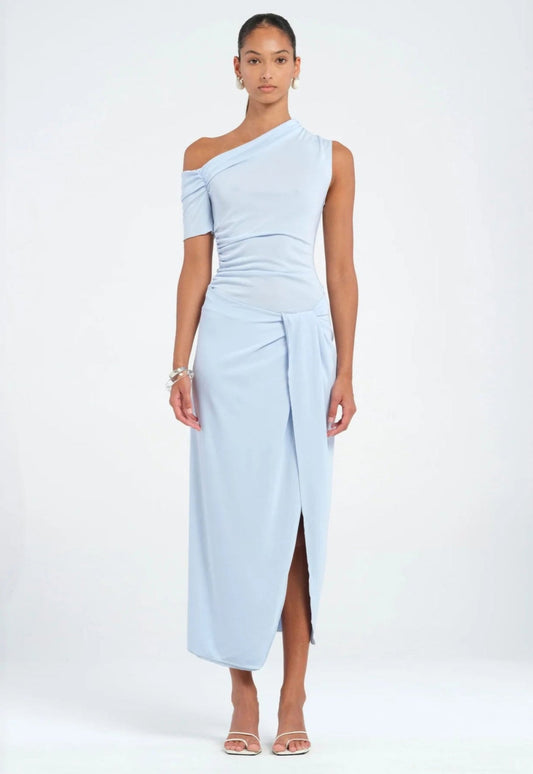 BENNI CLEO ONE SHOULDER MAXI DRESS SKY SIZE 8