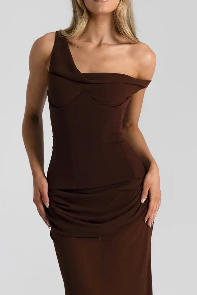 NATALIE ROLT CADENCE GOWN ESPRESSO SIZE 8