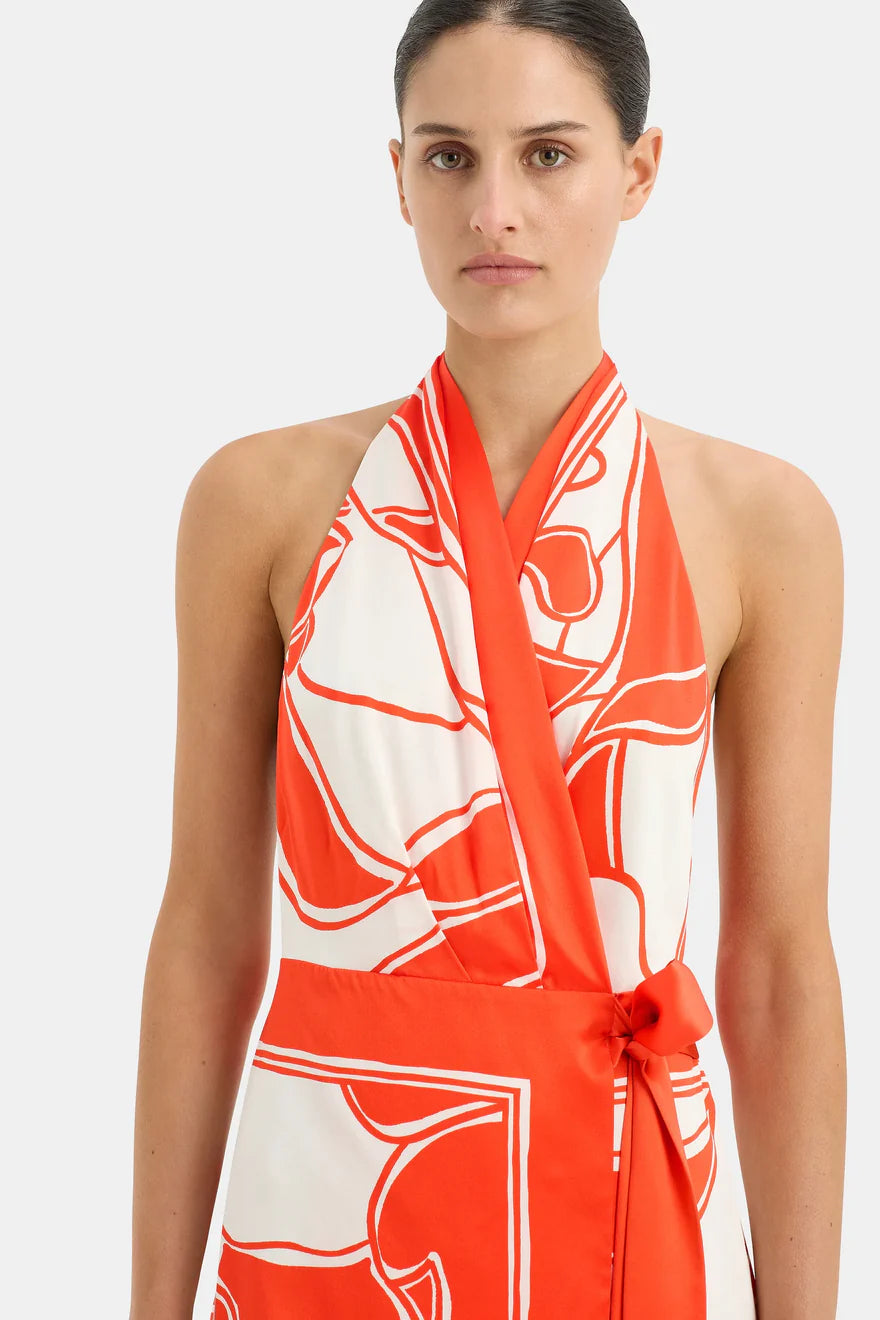 SIR THE LABEL RAMONA WRAP HALTER MINI DRESS SIZE 6