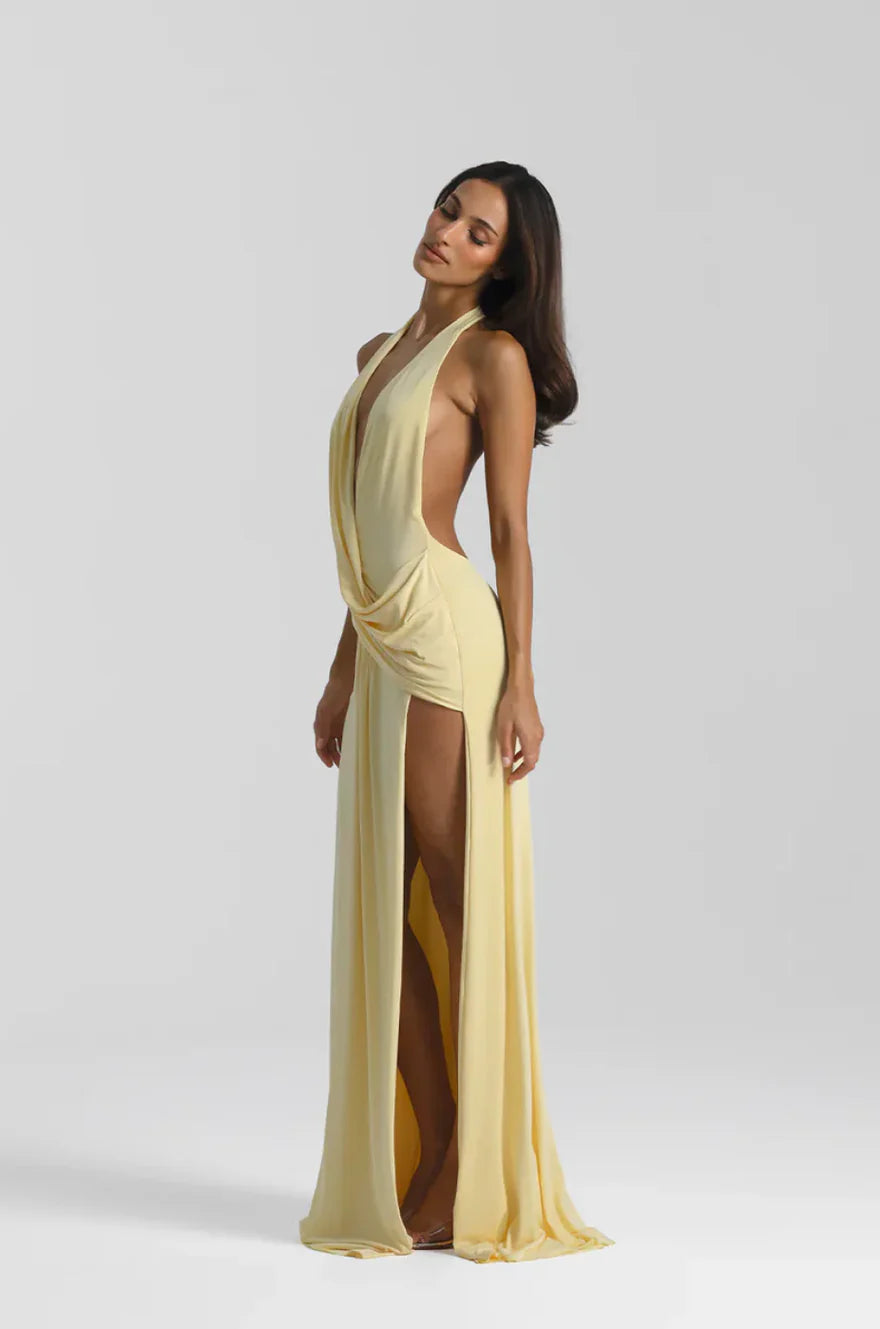 NATALIE ROLT WINONA GOWN IN LEMON SIZE 8