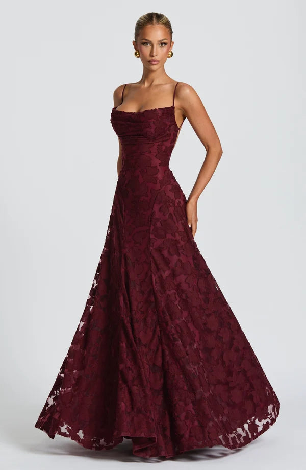 BABYBOO FRANCIS MAXI DRESS CHERRY LACQUER SIZE 8