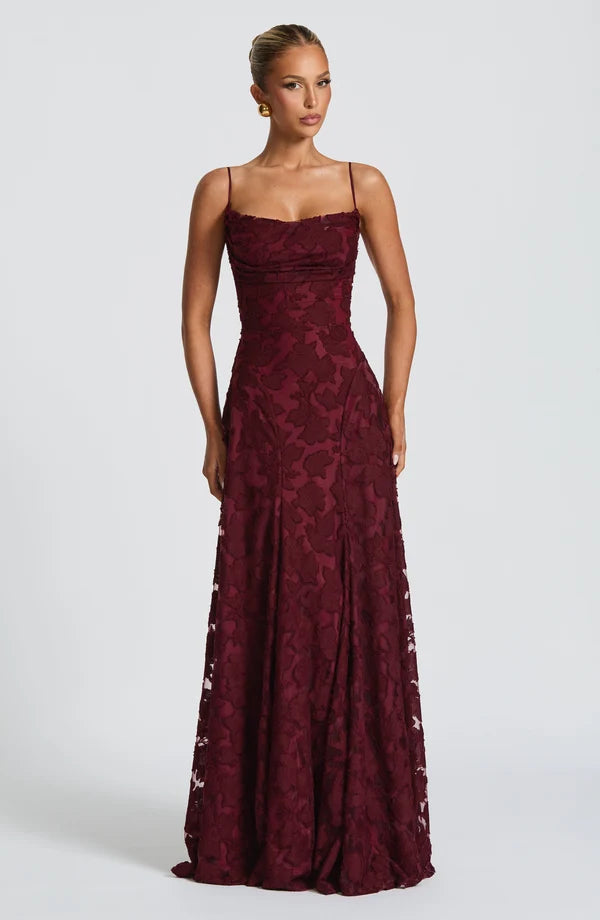BABYBOO FRANCIS MAXI DRESS CHERRY LACQUER SIZE 8