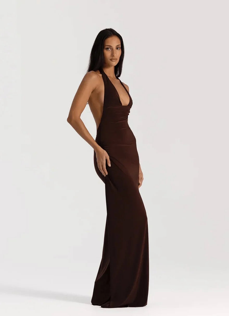 NATALIE ROLT MARIELA GOWN ESPRESSO SIZE 8