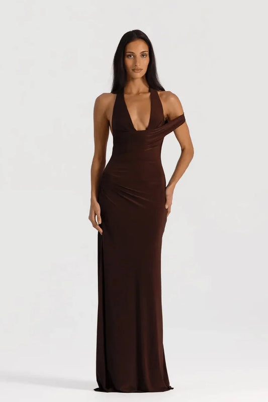 NATALIE ROLT MARIELA GOWN ESPRESSO SIZE 8