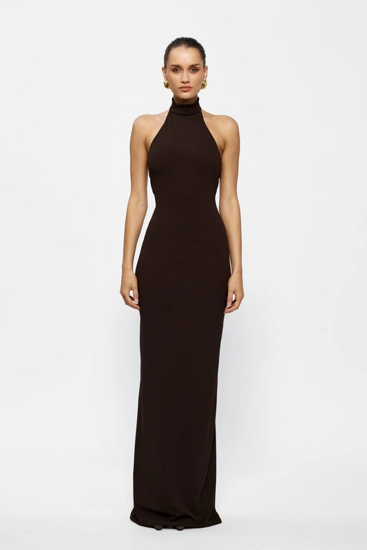 EFFIE KATS RHI GOWN COFFEE BROWN SIZE 8